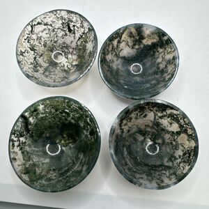 Moss Agate Crystal Hand Carved Gemstone Healing Bowl Small Green